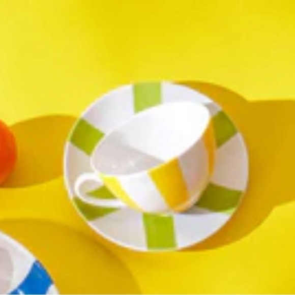 Gasp! Jonathan Adler Helsinki Striped Tea Cups Coffee Mugs and Saucers Set of 2 - Picture 4 of 11